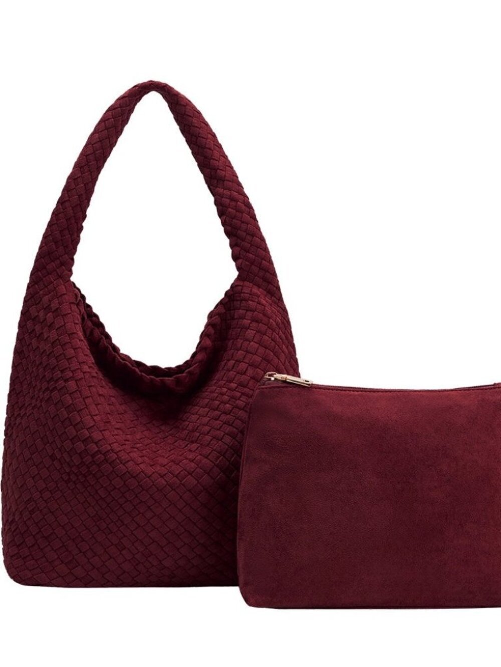 Melie Bianco Johanna Burgundy Recycled Vegan Suede Shoulder Bag NWT